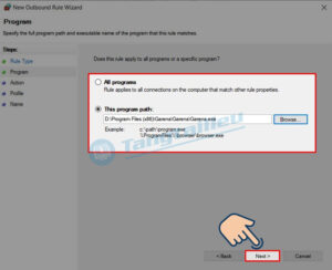 Bước 4 chặn phần mềm kết nối internet