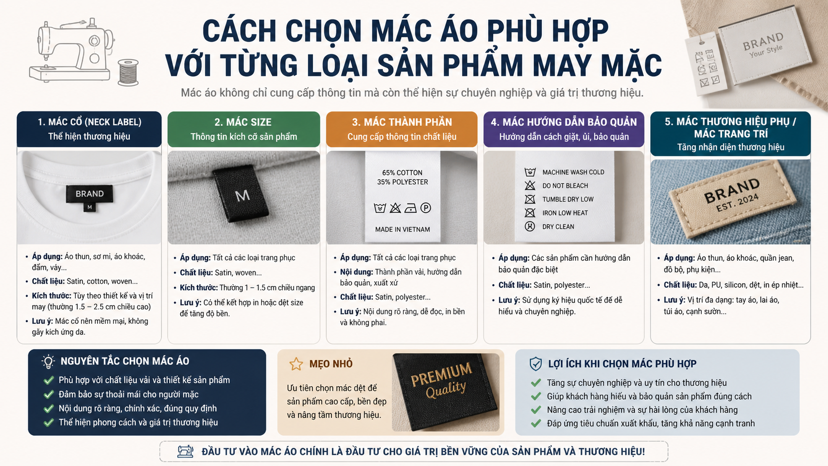 Cách Chọn Mác Áo Phù Hợp Với Từng Loại Sản Phẩm May Mặc