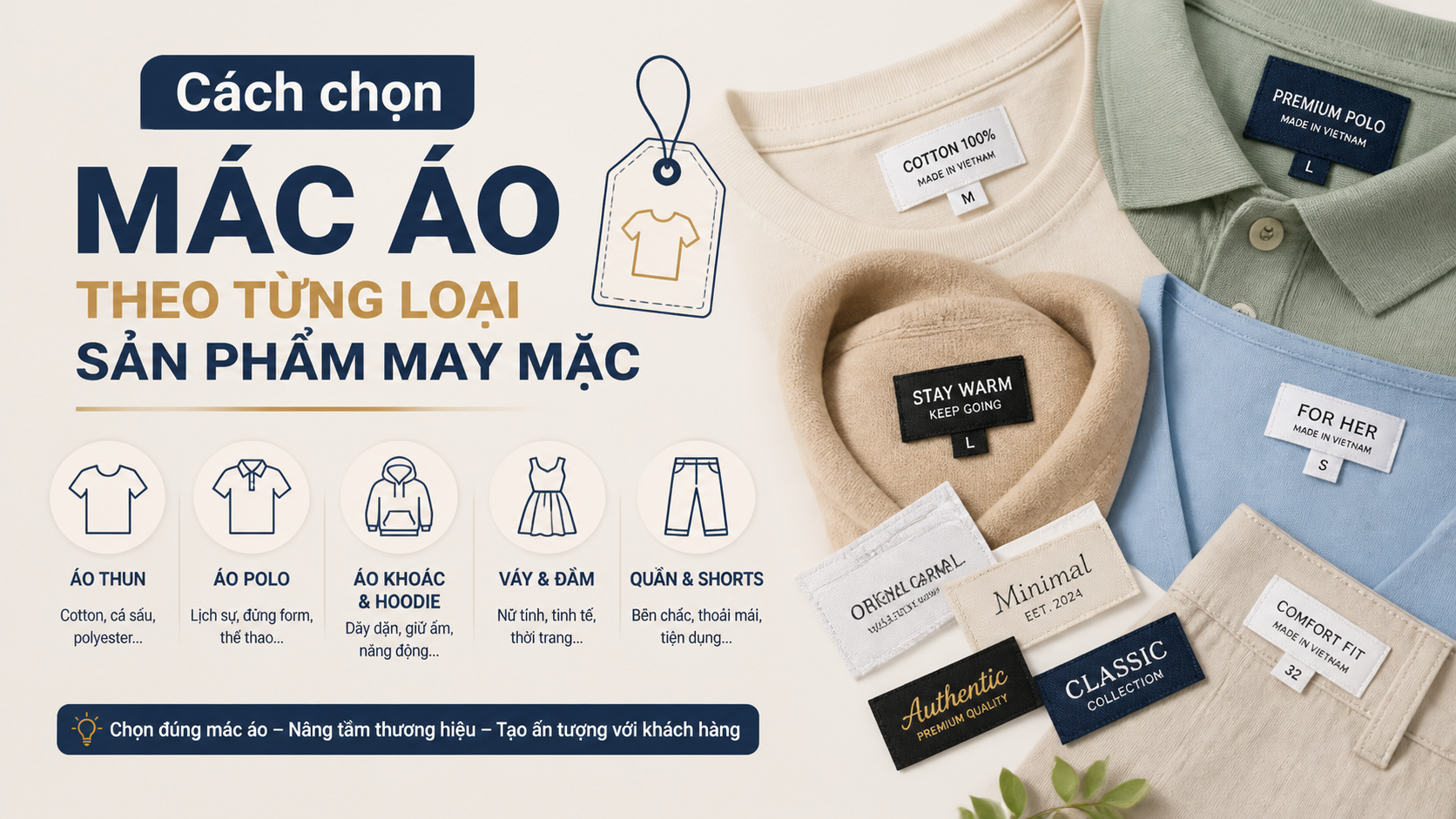 Cách chọn Mác Áo theo từng loại sản phẩm may mặc Cách chọn Mác Áo theo từng loại sản phẩm may mặc - Mác Áo